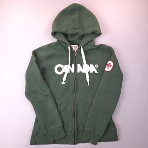 Hudsons Bay Co Canada Olympics 2010 Hoodie Full Zip Green Adult Womens Small